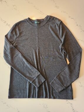 Ralph Lauren Heather Grey Long Sleeve Button-Shoulder Shirt